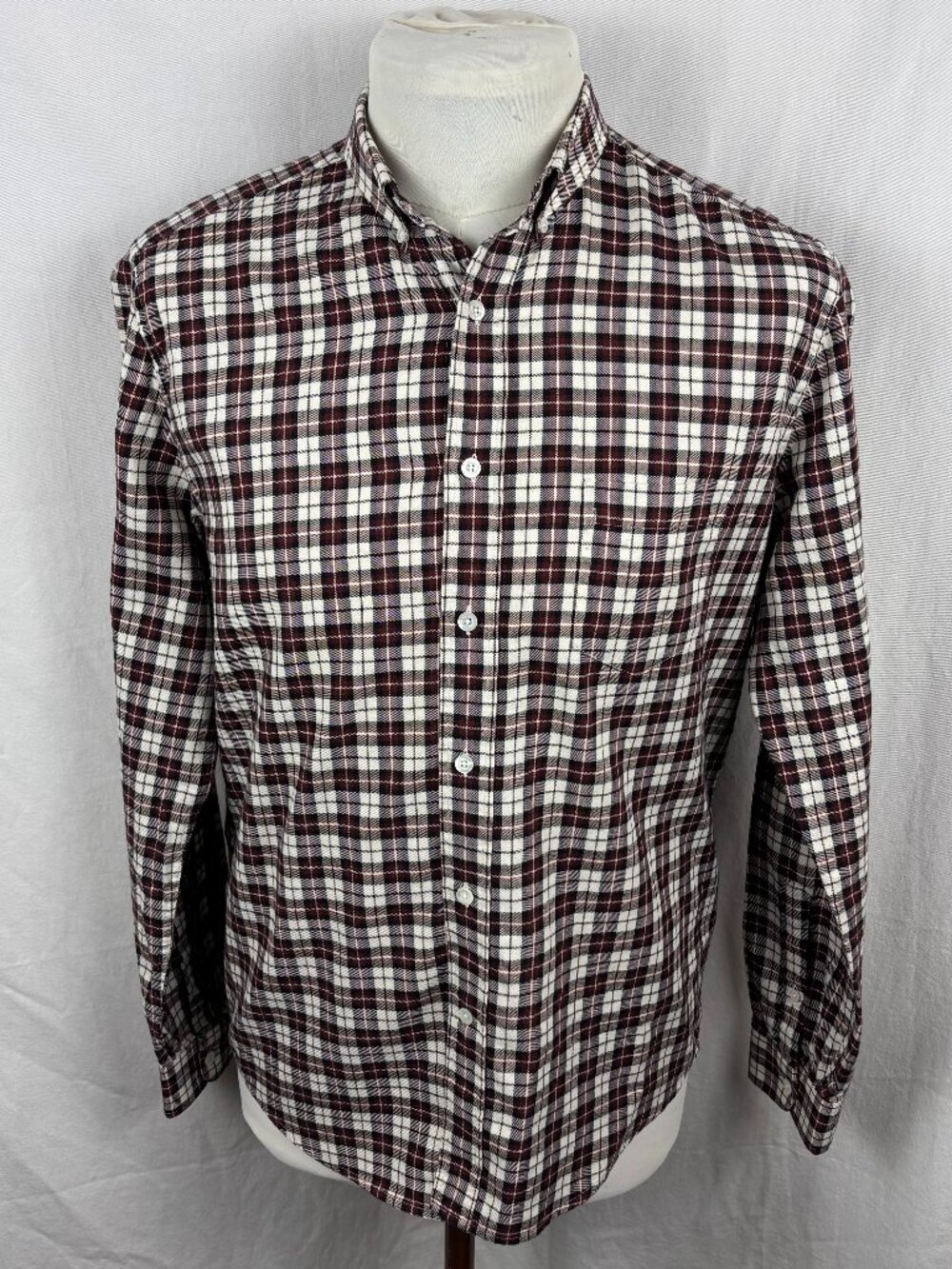 AMI Alexandre Mattiussi Plaid Cotton Button Down Shirt Made in Portugal